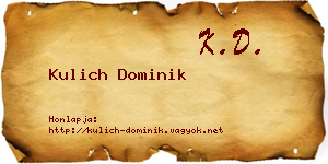 Kulich Dominik névjegykártya
